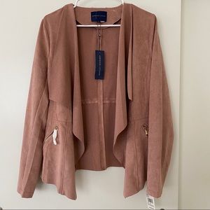 Adrienne Vittadini open front faux suede cardigan